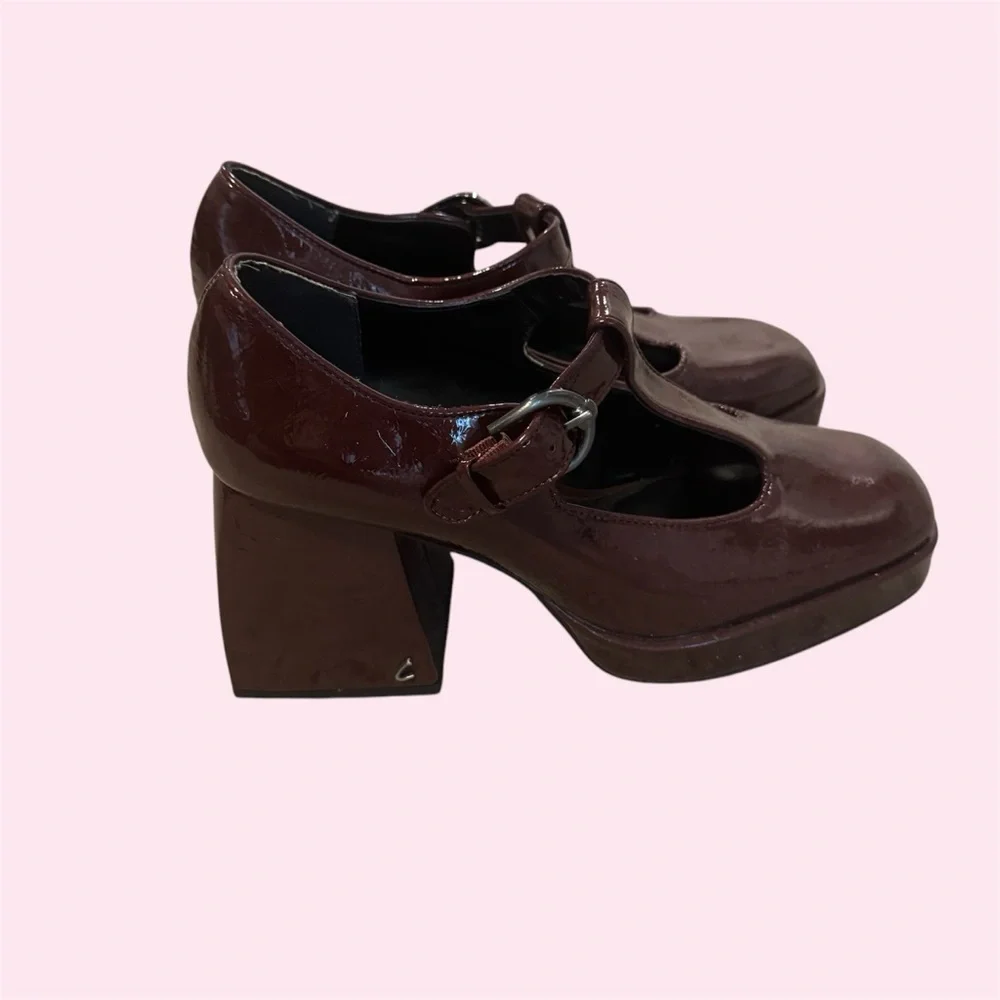 Sam Edelman Circus Mary Janes, Metallic Wine, Size 10 - Picture 2 of 4